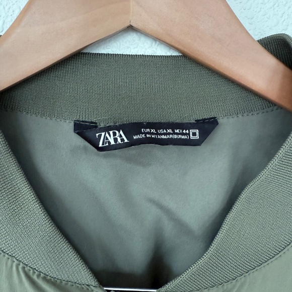 Zara Mens Green Bomber Jacket Size XL - Picture 3 of 6